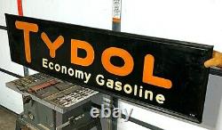 Vintage 1929 Tydol Gasoline Gas Oil Rare Sign With wood Frame 72X18in