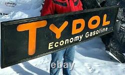 Vintage 1929 Tydol Gasoline Gas Oil Rare Sign With wood Frame 72X18in