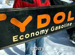 Vintage 1929 Tydol Gasoline Gas Oil Rare Sign With wood Frame 72X18in