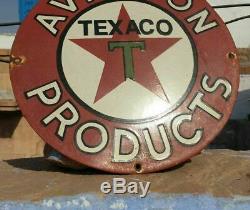 Vintage 1930's Old Antique Rare Aviation Texaco Oil Porcelain Enamel Sign Board