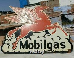 Vintage 1930's Old Antique Rare Horse Mobil gas Oil Porcelain Enamel Sign Board