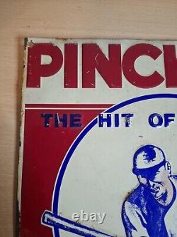 Vintage 1930s Pinch Hit Baseball Sign Original Rare Metal Tobacco Tin