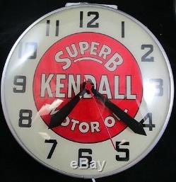 Vintage 1940-50s Super B Kendall Motor Oil Advertising Light Up Clock WORKS RARE
