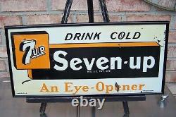 Vintage 1940's Embossed 7up An Eye Opener Advertising Sign Rare