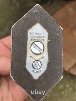 Vintage 1940's Mcmurdo chrome table petrol lighter rare Slumberland advertising