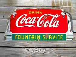 Vintage 1941 Original Porcelain Coca Cola Fountain Service Sign Rare