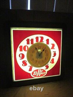 Vintage 1960's DR. PEPPER WALL CLOCK LIGHTED SIGN 10- 2 -4 Advertisement RARE