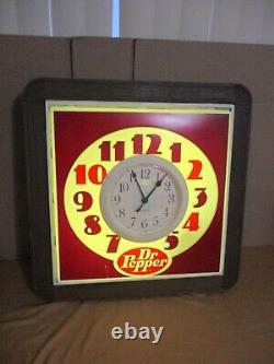 Vintage 1960's DR. PEPPER WALL CLOCK LIGHTED SIGN 10- 2 -4 Advertisement RARE