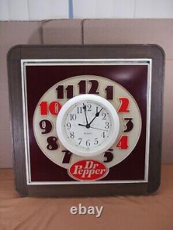 Vintage 1960's DR. PEPPER WALL CLOCK LIGHTED SIGN 10- 2 -4 Advertisement RARE