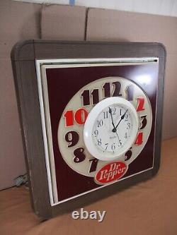 Vintage 1960's DR. PEPPER WALL CLOCK LIGHTED SIGN 10- 2 -4 Advertisement RARE