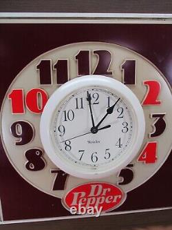 Vintage 1960's DR. PEPPER WALL CLOCK LIGHTED SIGN 10- 2 -4 Advertisement RARE