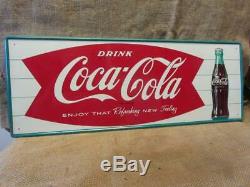 Vintage 1960s Embossed Coca-Cola Sign Antique Coke Soda Button Store RARE 9949