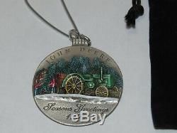 Vintage 1996 JOHN DEERE Pewter Christmas Ornament Model D Tractor RARE withPouch