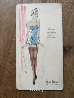 Vintage 30s/40s Original Stockings Advertising Stand Up Cardboard Display RARE