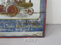 Vintage AULTMAN TAYLOR Steam Engine Thresher TIN Sign Embossed 1880's 1900s RARE