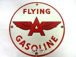 Vintage Advertising Auth Flying A Gasoline Pump Sign Oil Porcelain Rare M-359
