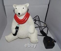 Vintage Advertising Coca Cola plastic polar bear table lamp- Rare and working