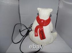 Vintage Advertising Coca Cola plastic polar bear table lamp- Rare and working