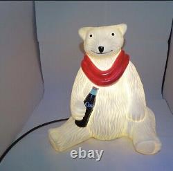 Vintage Advertising Coca Cola plastic polar bear table lamp- Rare and working