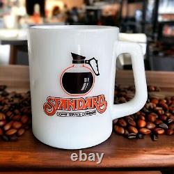 Vintage Advertising Milk Glass Standard Coffee Service Company Coffee Mug RARE