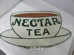 Vintage Advertising Nectar Tea Porcelain Sign Very Rare Store Display M-350