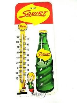 Vintage Advertising Rare 1961 Squirt Soda Fountain Tin Store Thermometer B-440