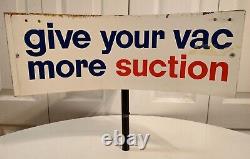 Vintage Advertising Store Display Sign 3-Sided Blue Lustre Vacuum Bags Rare