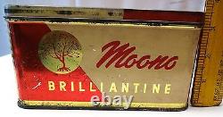 Vintage Advertising Tin Box Moono Brilliantine Cosmetic 1940's Collectibles Rare