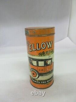 Vintage Advertising Yellow Cab Tall Rare Canister Tin Excellent Cond 132-r