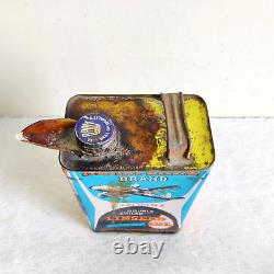Vintage Aeroplane Brand Double Boiled Linseed Oil Advertising Tin Can Rare T162