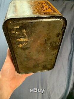 Vintage Antique RARE Gulf Supreme Auto Oil One 1 Gallon Oil Spout Can