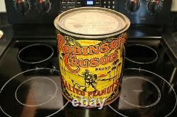 Vintage Antique Robinson Crusoe Salted Peanuts 10 Lb Tin Can Lynchburg Va Rare