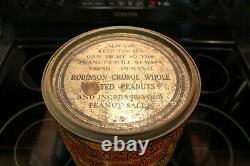 Vintage Antique Robinson Crusoe Salted Peanuts 10 Lb Tin Can Lynchburg Va Rare