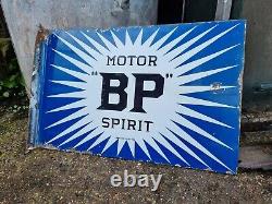 Vintage BP Irish Double Sided Enamel Sign Motor Spirit Petrol Automobilia Rare