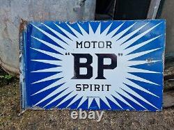 Vintage BP Irish Double Sided Enamel Sign Motor Spirit Petrol Automobilia Rare