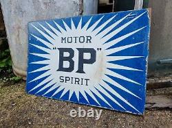 Vintage BP Irish Double Sided Enamel Sign Motor Spirit Petrol Automobilia Rare