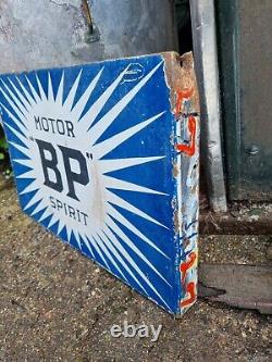 Vintage BP Irish Double Sided Enamel Sign Motor Spirit Petrol Automobilia Rare