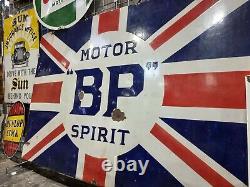 Vintage BP Motor Spirit Flag Enamel Sign Automobilia Garage Collectable Rare