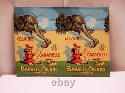 Vintage Baratti & Milano Torino Gelatine Caramelle Advertising Tin Sign Rare F