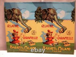 Vintage Baratti & Milano Torino Gelatine Caramelle Advertising Tin Sign Rare F