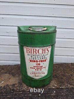 Vintage Birch's 5 Gallon Oil Can Drum Shrewsbury rare 1950s Automobilia Garage