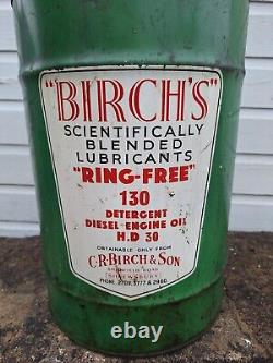 Vintage Birch's 5 Gallon Oil Can Drum Shrewsbury rare 1950s Automobilia Garage