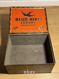 Vintage Blue Bird Biscuit Tin. 1920s-40s. Harry Vincent Ltd Swallow Litho RARE