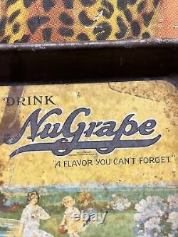 Vintage C. 1930 Drink Nugrape Tray Sign Coca Cola 7up Pepsi Orange Crush Dp Rare