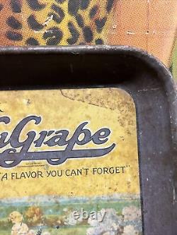 Vintage C. 1930 Drink Nugrape Tray Sign Coca Cola 7up Pepsi Orange Crush Dp Rare