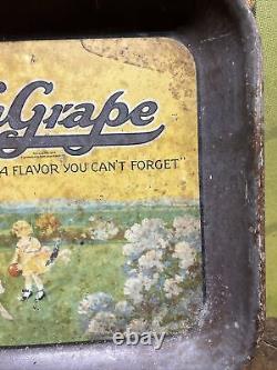 Vintage C. 1930 Drink Nugrape Tray Sign Coca Cola 7up Pepsi Orange Crush Dp Rare