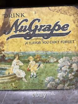 Vintage C. 1930 Drink Nugrape Tray Sign Coca Cola 7up Pepsi Orange Crush Dp Rare