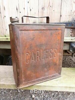 Vintage Carless 2 Gallon Petrol Can Fuel Oil Automobilia Rare