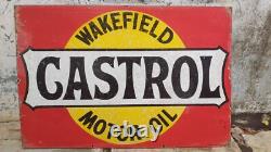 Vintage Castrol Wakefield Motor Oil Sign Board Original Enamel Advertising Rare