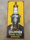 Vintage Champion Spark Plugs Porcelain Sign Rare Gas Oil Service Station Pump Ad